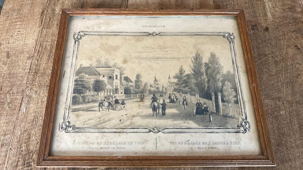 Oude lijst Gezigt op Kerklaan in Velp bij Arnhem, Ophalen of Verzenden, Voor 1940, Gebruikt