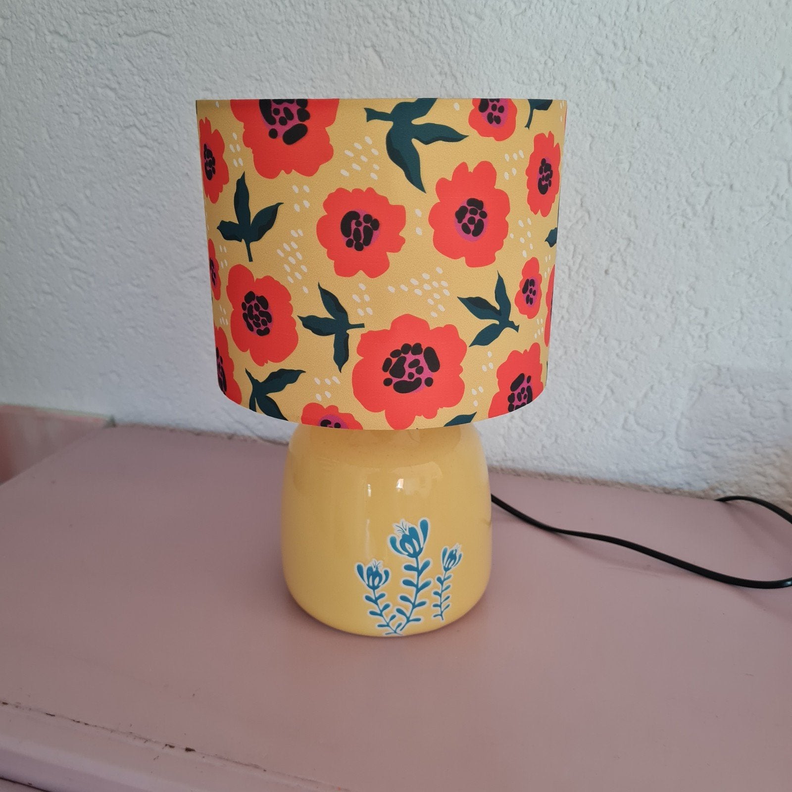 Kleurrijke Tafellamp, Huis en Inrichting, Gebruikt, Textiel, Meerkleurig, Met kap
