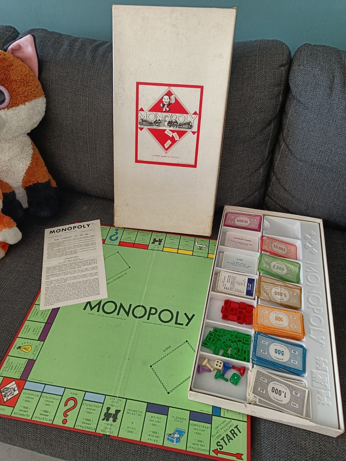 Vintage Monopoly Bordspel - Compleet en Goede Staat, Vijf spelers of meer, Ophalen of Verzenden, Gebruikt, Parker Brothers