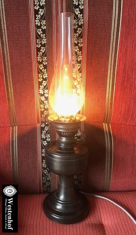 Brocante olielamp - tafellamp elektrische olie lamp antiek, Ophalen of Verzenden