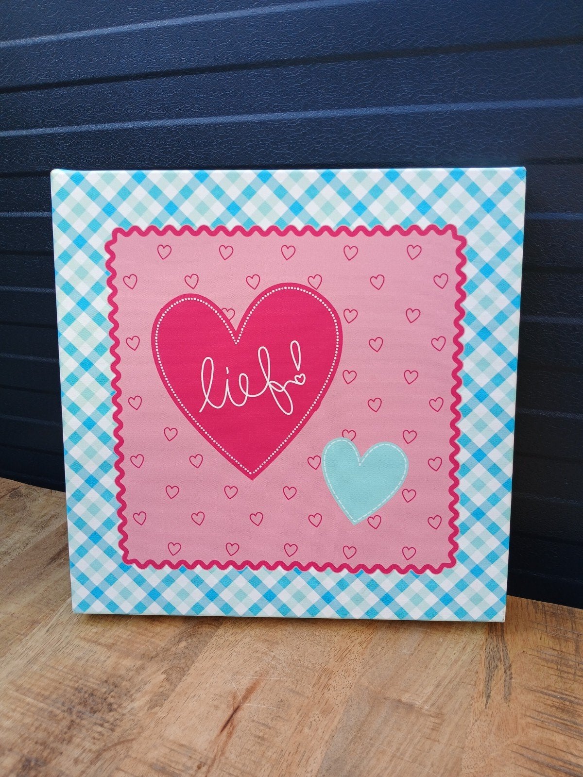 Lief! Canvas schilderij 30x30 cm - Zo goed als nieuw, Ophalen of Verzenden, Zo goed als nieuw, Meerkleurig