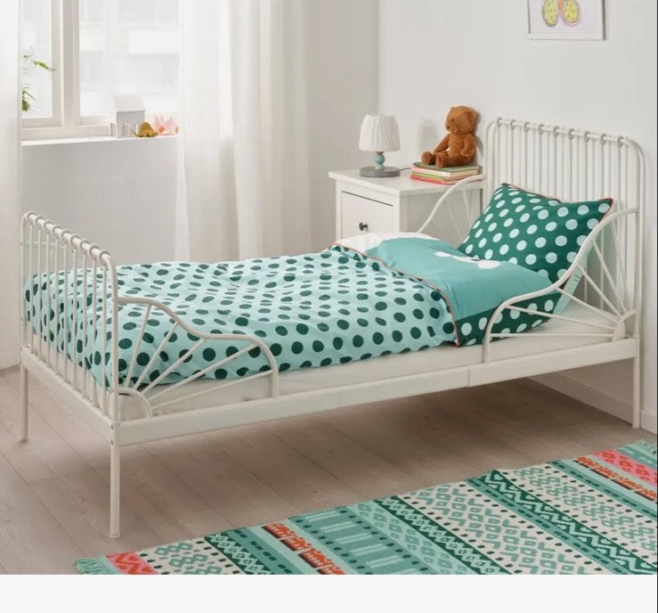 2 IKEA MINNEN meegroeibed wit (80x200 cm), Gebruikt, 70 tot 85 cm, Ophalen of Verzenden, Matras