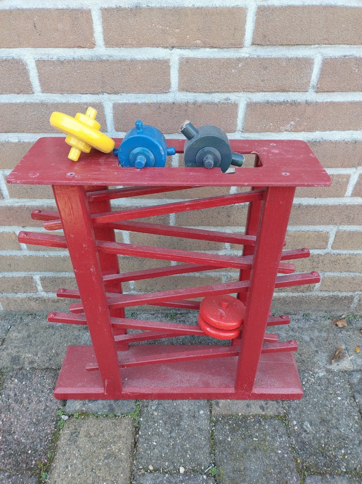 Handgemaakte houten knikkerbaan, Ophalen of Verzenden, Zo goed als nieuw, Bouwen