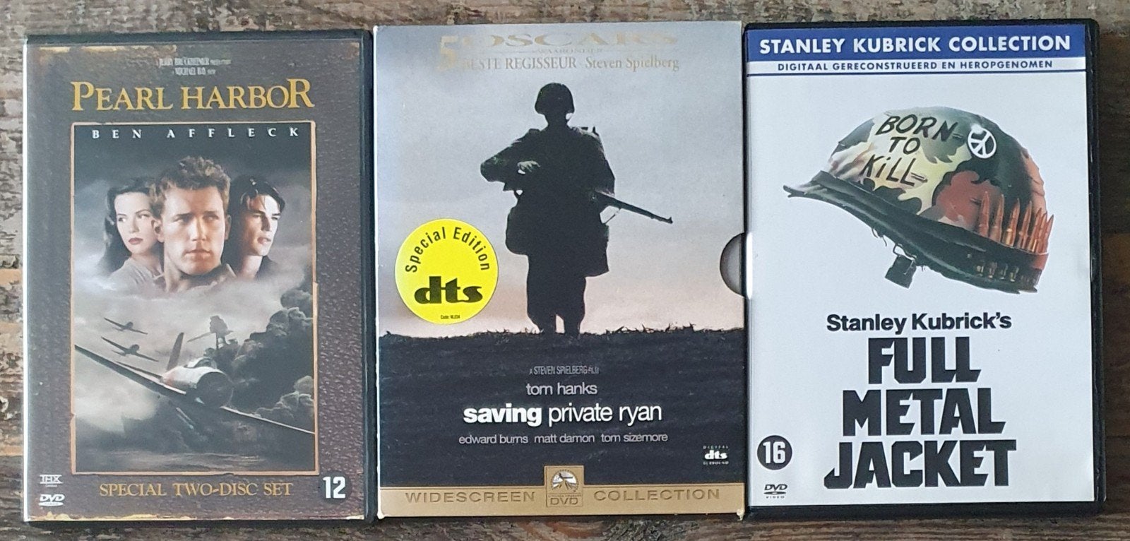 3xOorlogfilms: Saving Private Ryan,Pearl Harbor, Full Metal, Vanaf 16 jaar, Nederlands, Ophalen of Verzenden, Oorlog