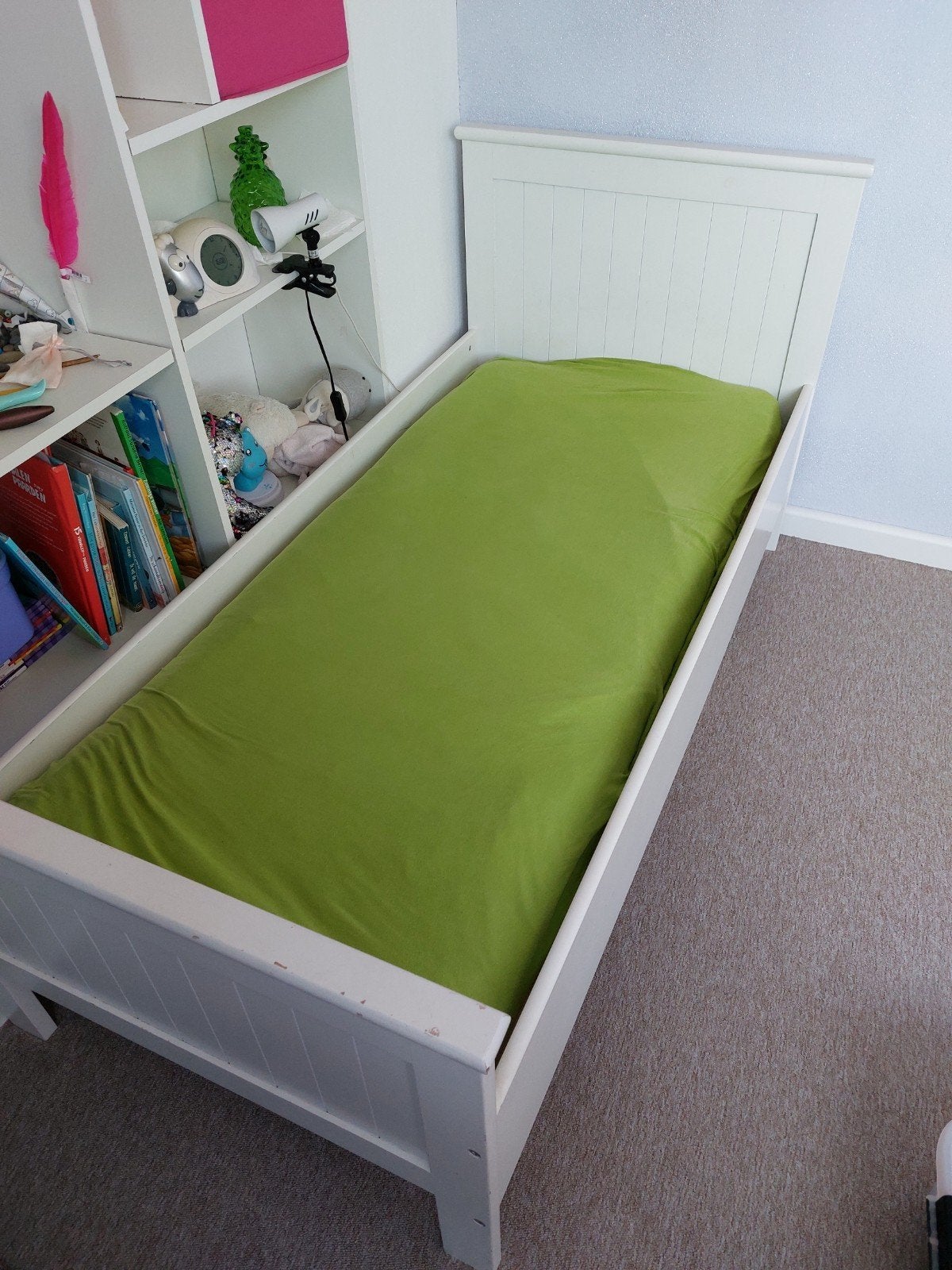 Wit kinderbed t.e.a.b., Ophalen, 140 tot 160 cm, 70 tot 85 cm