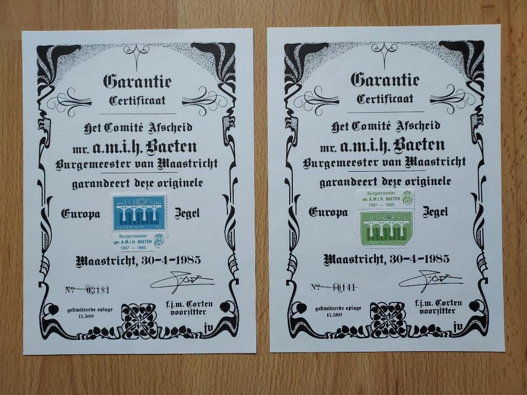 Europazegels 1985 met Garantie Certificaten, Ophalen of Verzenden, Postfris
