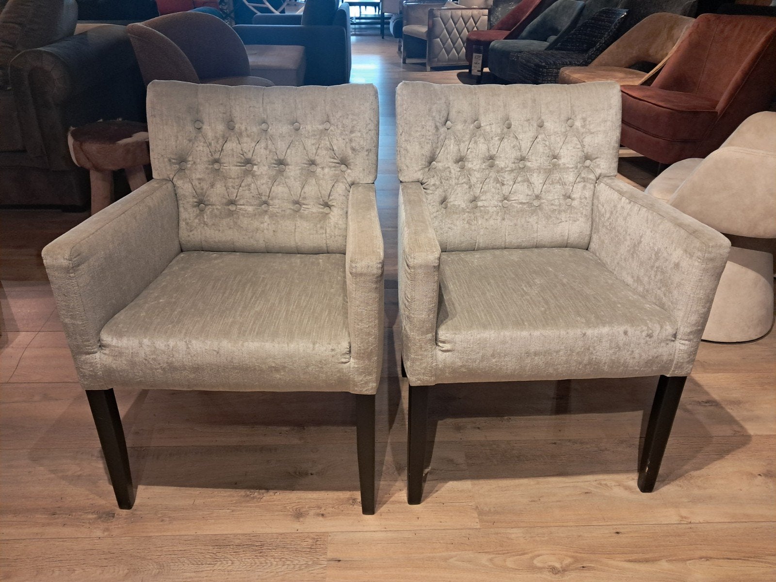Set van 2 eetkamerstoelen €50ps, Ophalen, Gebruikt, Twee, Stof