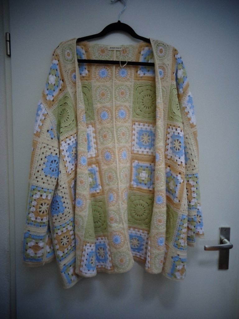Exquiss's zomervest beige blauw groen lange mouw. Mt TU/48., Exquiss's, Beige, Maat 46/48 (XL) of groter, Ophalen of Verzenden