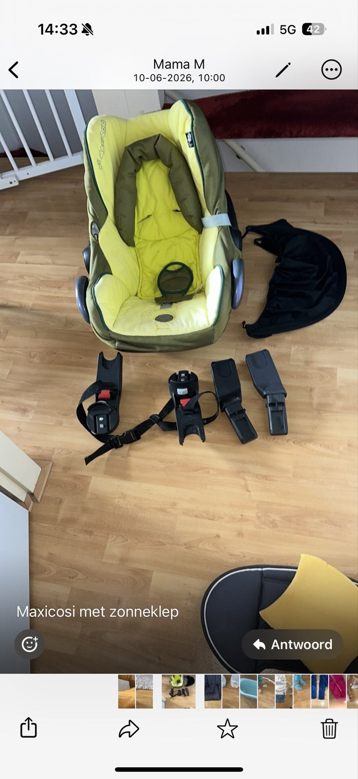 Maxi-Cosi autostoel met zonneklep, Ophalen, 0 t/m 13 kg, Maxi-Cosi, Gebruikt