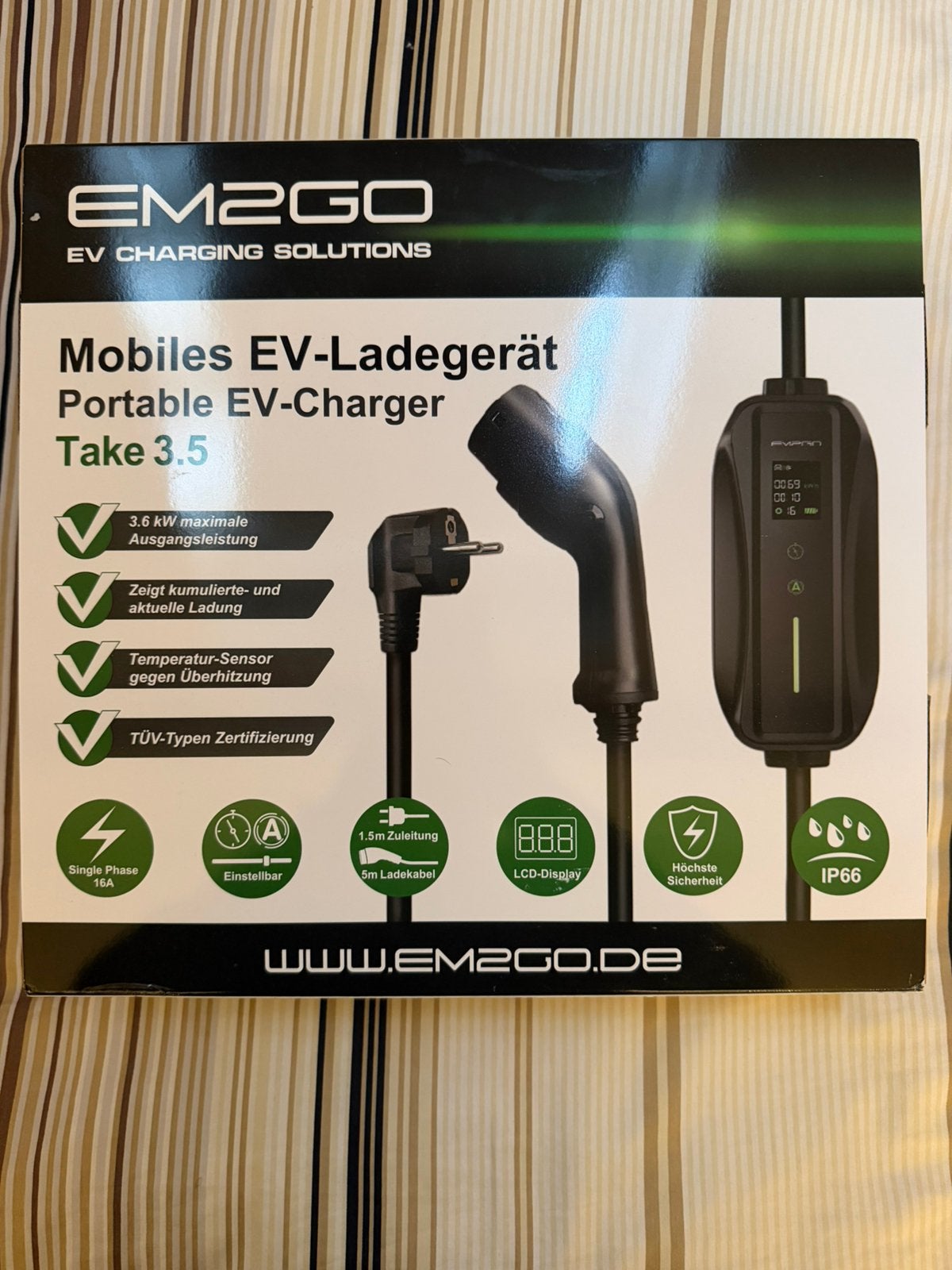 EM2GO Take 3.5 Mobiele EV-Lader Laadkabel, Ophalen of Verzenden, Nieuw, Laadkabel