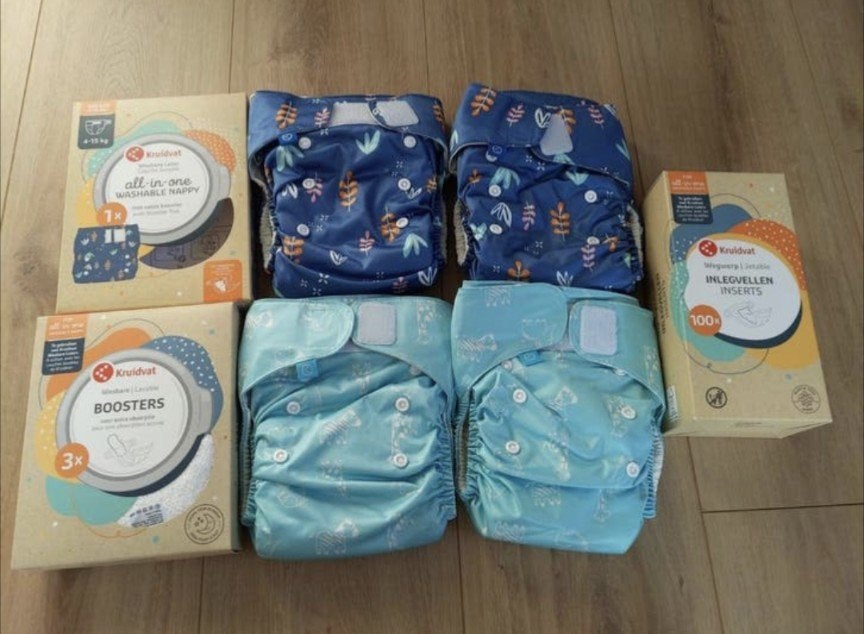 Kruidvat wasbare luiers (4x), boosters & inlegvellen, Ophalen of Verzenden, Zo goed als nieuw