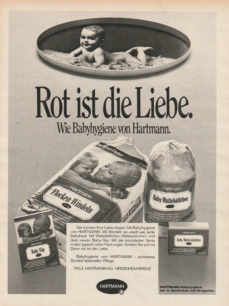 Retro reclame 1971 Hartmann baby luiers toon je liefde, Verzamelen, Verzenden, Overige typen