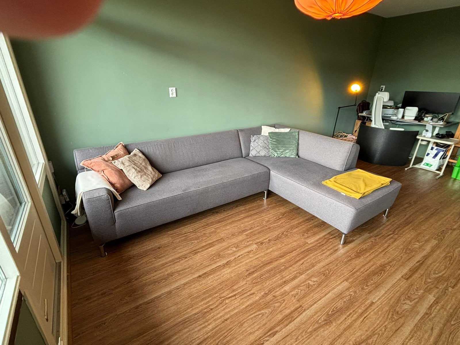 Hoekbank grijs 295x200 van Piet Klerk chaise longue, Ophalen, 250 tot 300 cm, Gebruikt, Modern / Scandinavisch