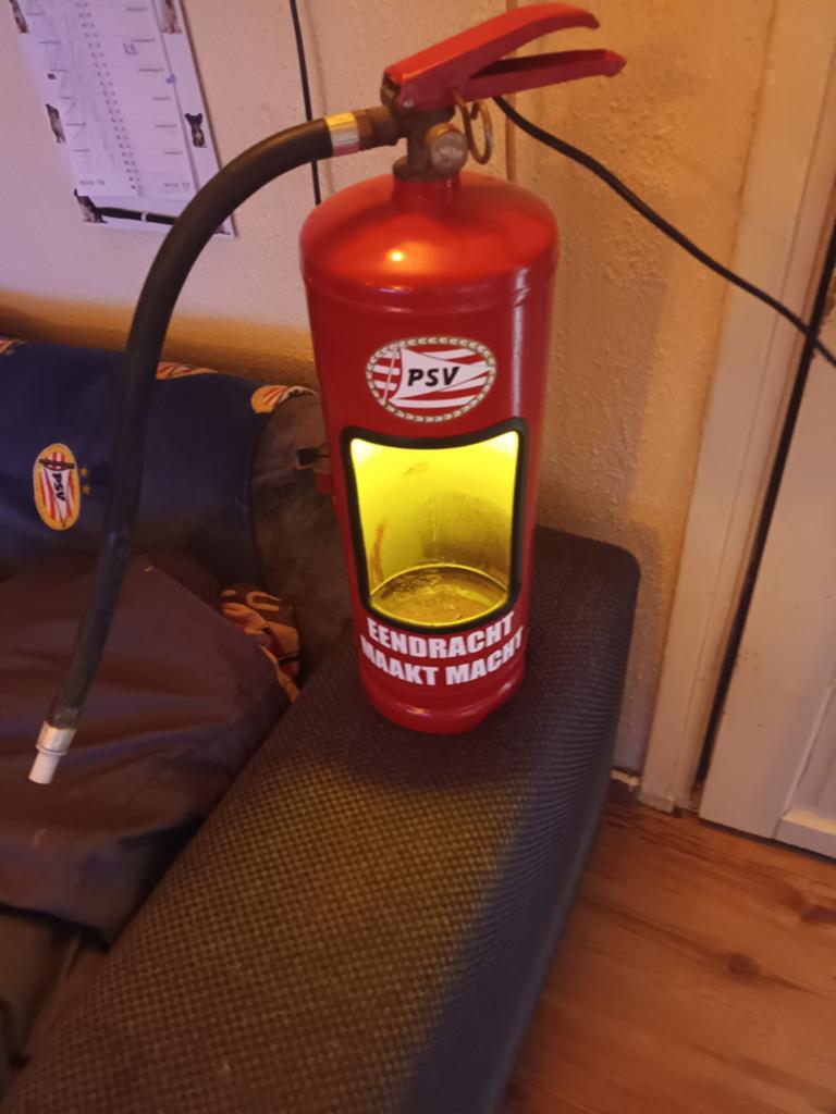 Unieke PSV Brandblusser Lamp - Sfeervolle Verlichting, Ophalen, Gebruikt, Overige stijlen, Metaal