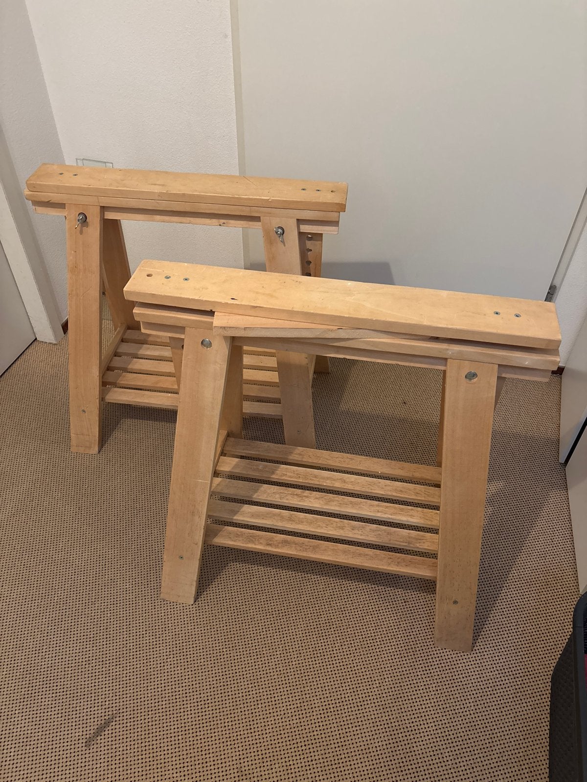 2x houten schraag (IKEA) Verstelbaar en massief hout, Ophalen, Gebruikt, Minder dan 25 mm, Overige typen