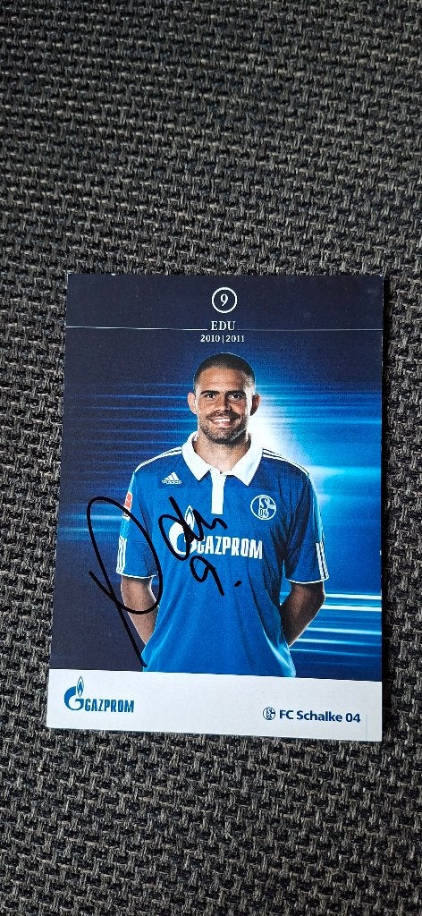 Spelerskaart met handtekening; Edu # Schalke 04 FC Twente, Verzamelen, Ophalen of Verzenden, Nieuw, Buitenlandse clubs, Spelerskaart