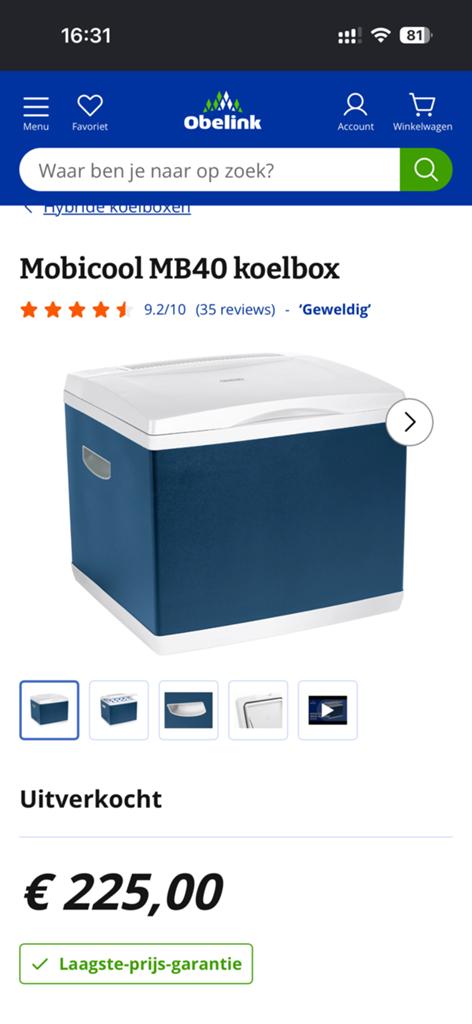 Mobicool MB40 Elektrische Koelbox vriesbox 40L camping, Caravans en Kamperen, Ophalen of Verzenden, Gebruikt, Koelbox, Elektrisch