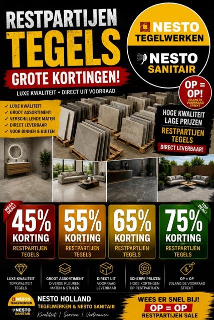 ️ Grote Uitverkoop Sanitair & Restpartijen tegels OP=OP, Ophalen, Nieuw