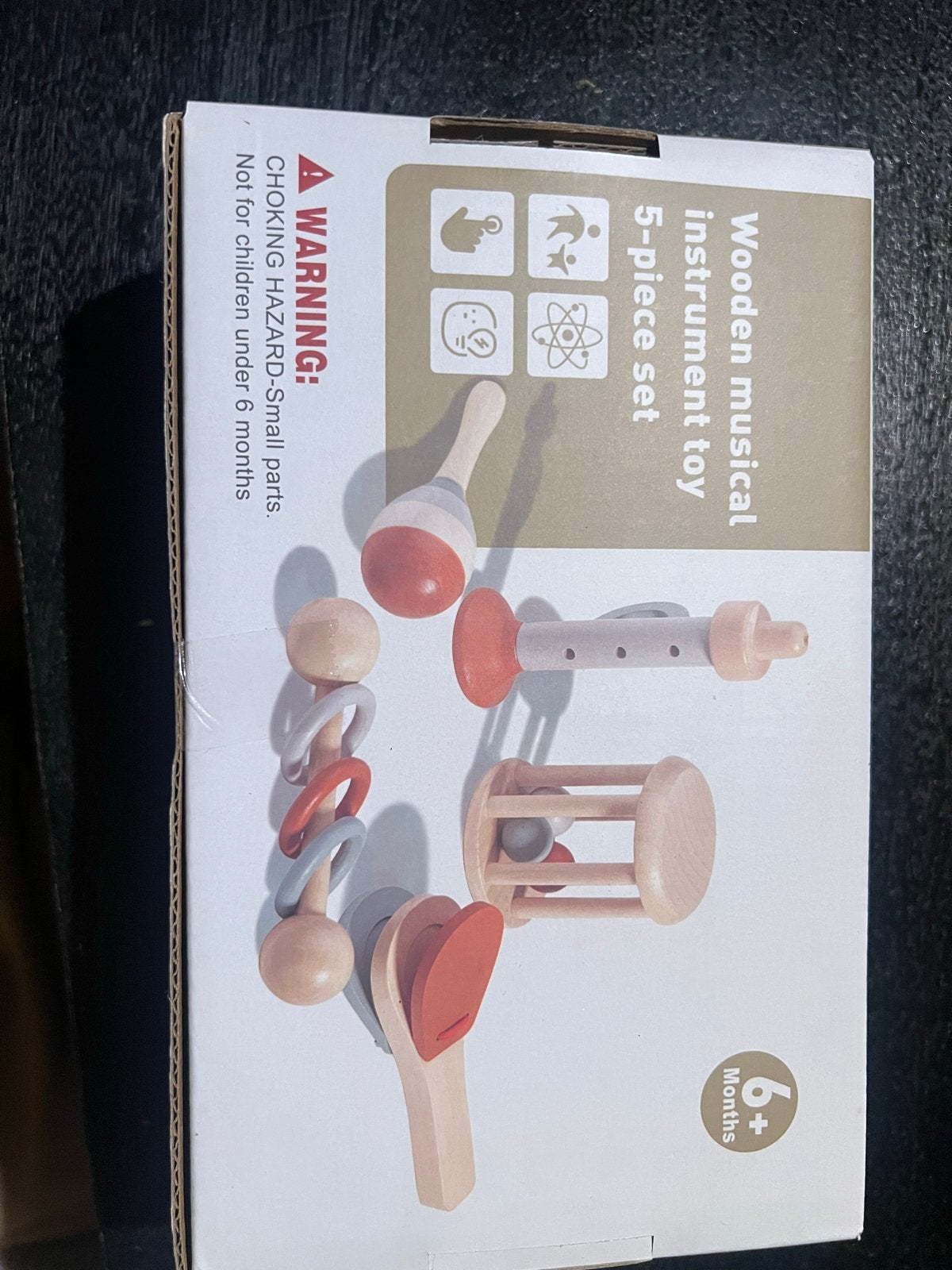 Montessori Houten Muziekinstrumenten Set – 5-delig – Nieuw, Ophalen of Verzenden, Nieuw, Rammelaar, Met geluid