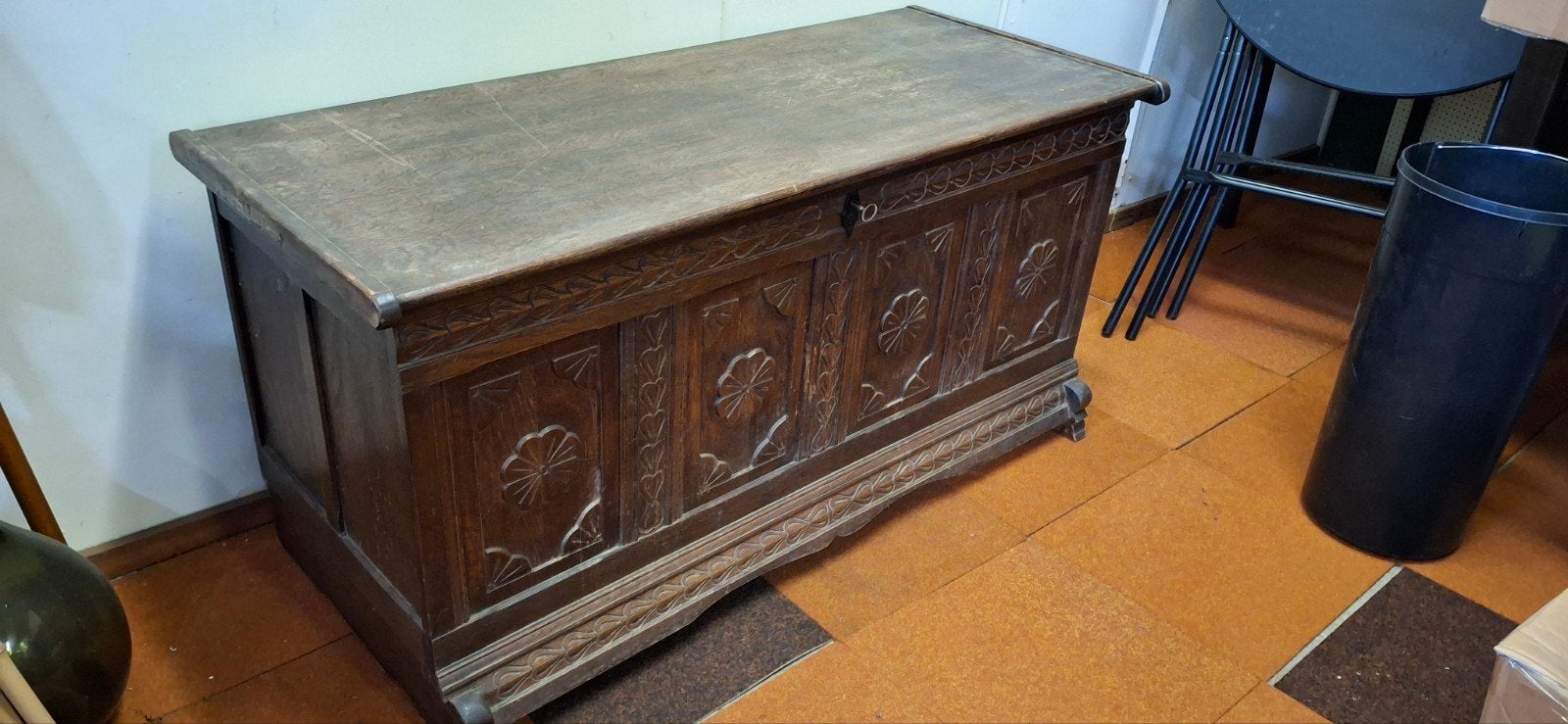 oude dekenkist eiken, Ophalen of Verzenden, Gebruikt, 100 tot 150 cm
