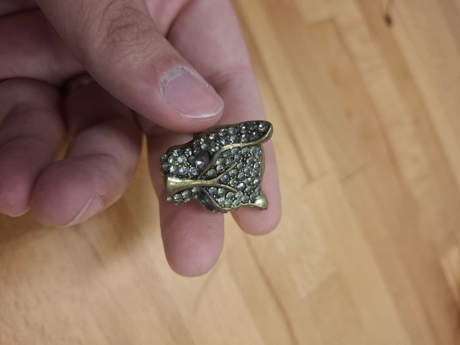 Gouden ring met strass steentjes, Overige materialen, Gebruikt, Ophalen of Verzenden, 17 tot 18