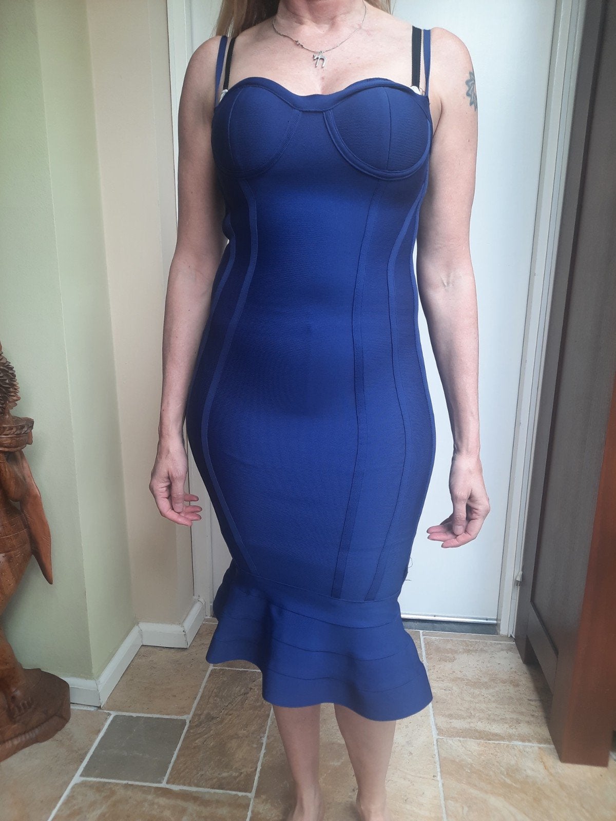 Blauwe mermaid jurk, Maat 38/40 (M), Overige typen, Blauw, Ophalen of Verzenden