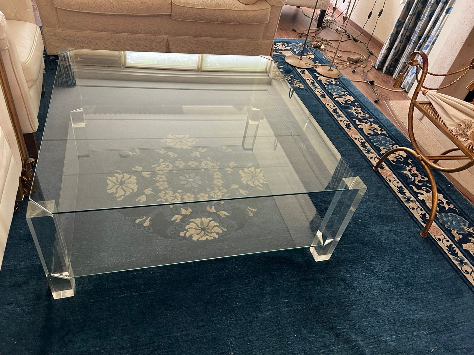 Mooie glazen tafel, Ophalen, Vierkant, 100 tot 150 cm, 100 tot 150 cm