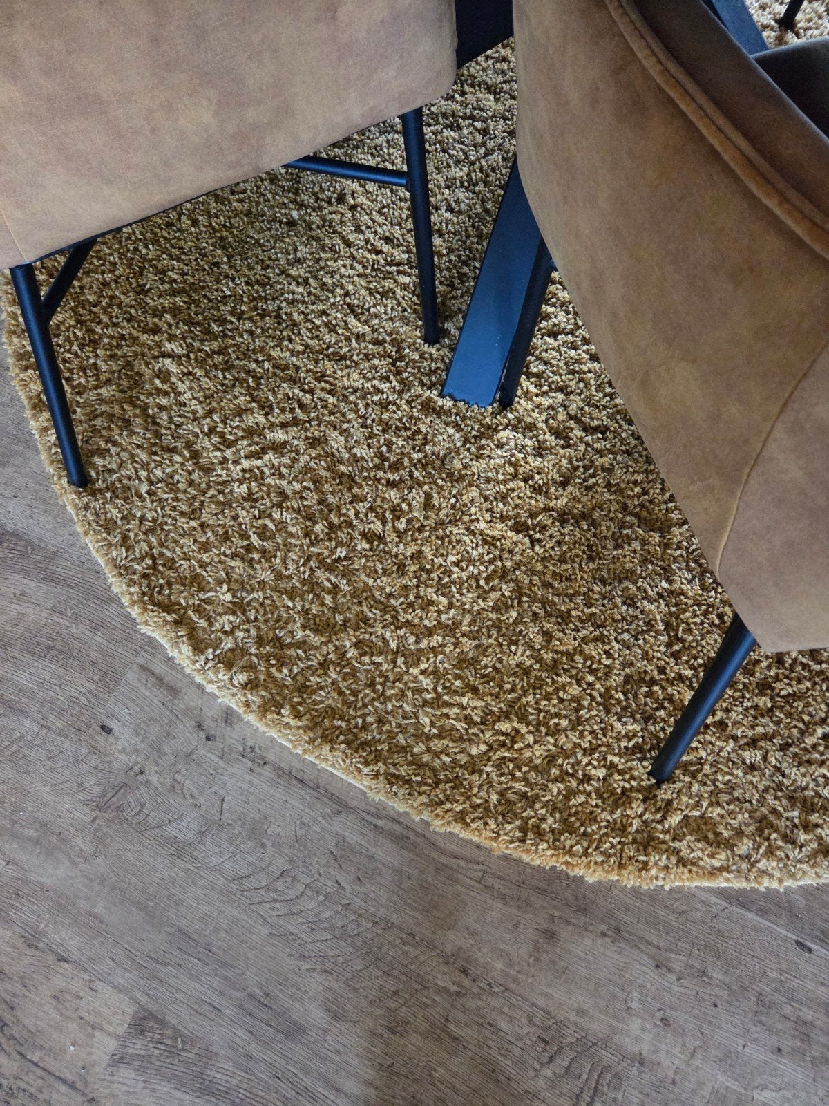 Nieuw rond vloerkleed, oker geel/ bruin. 2 meter, in verpakk, Ophalen, Bruin, Rond, 200 cm of meer