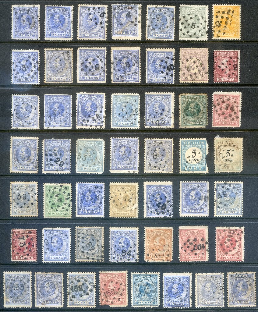50 zegels met puntstempels, waaronder betere, Postzegels en Munten, Ophalen of Verzenden, Gestempeld