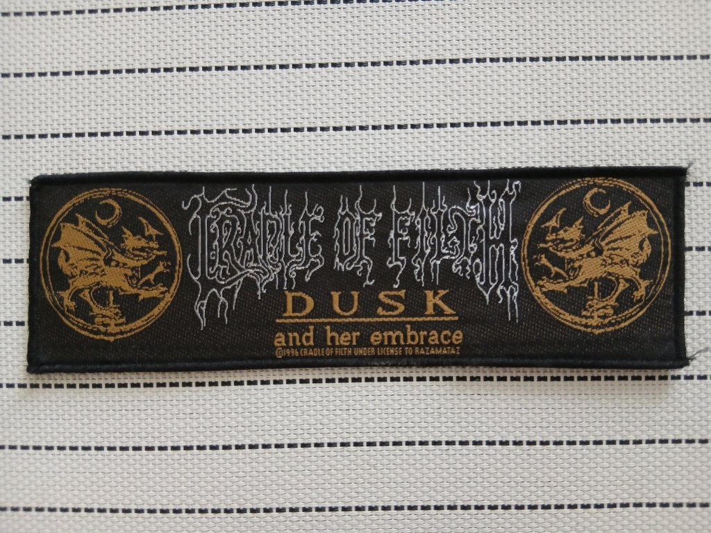 Cradle Of Filth vintage 1996 strip patch Dusk and her..., Verzenden, Nieuw, Kleding