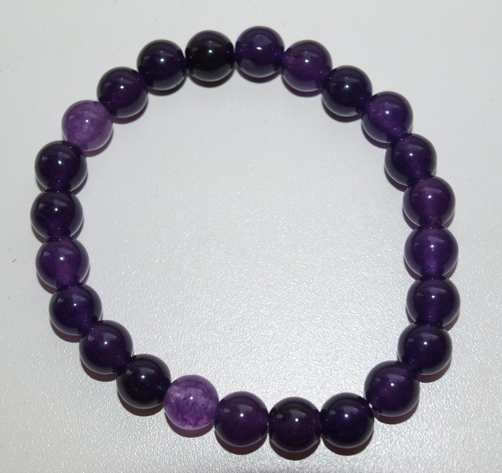 Paarse kralenarmband met edelsteen, Overige materialen, Paars, Nieuw, Ophalen of Verzenden