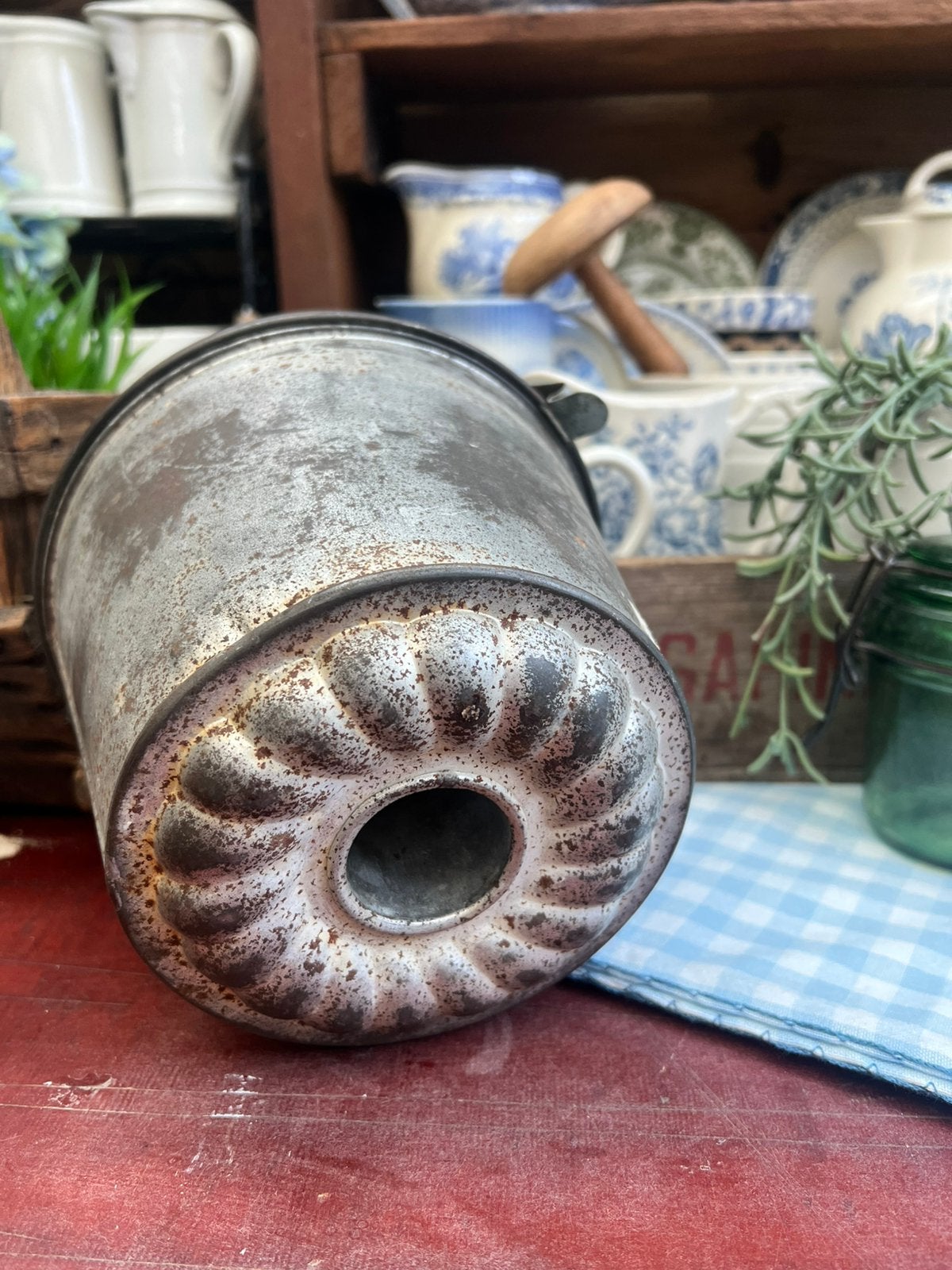 Brocante ijzeren poffert, puddingvorm bakvorm decoratie, Antiek en Kunst, Ophalen