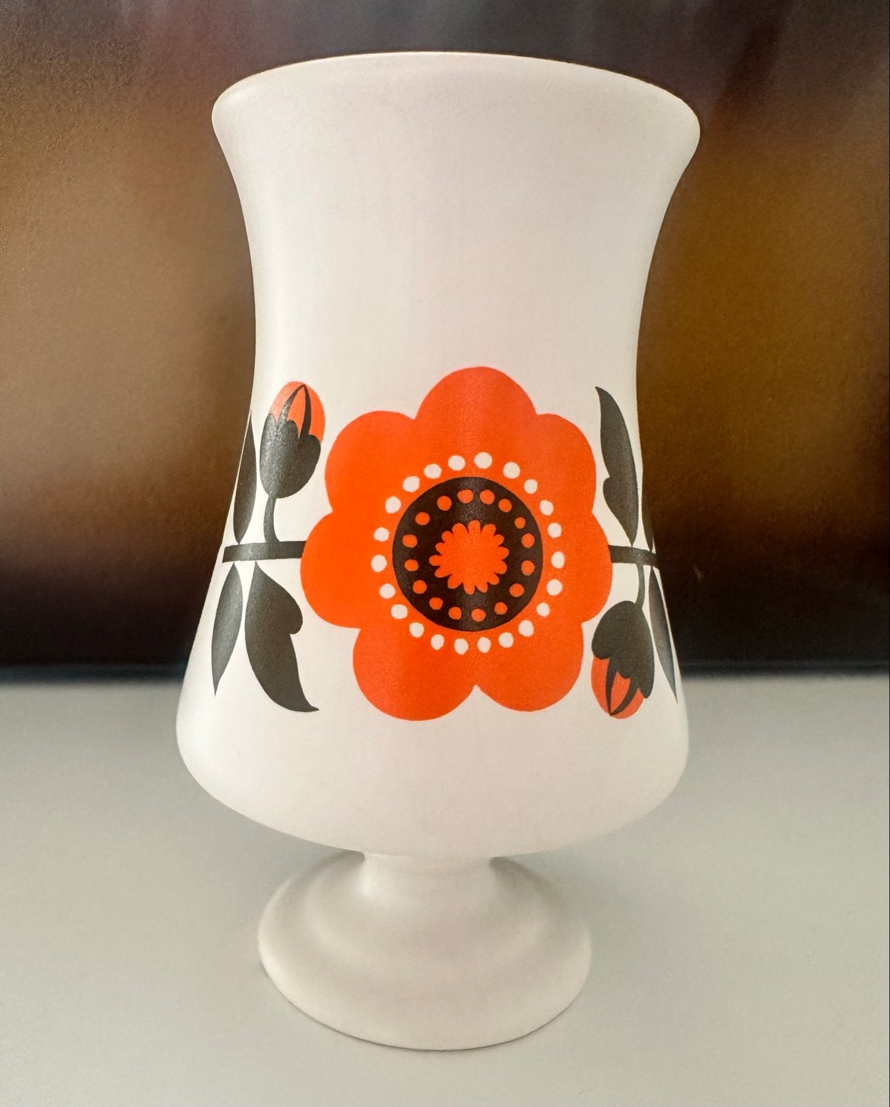 Flora Keramiek Gouda Holland Vaas 1881 Oranje Bloemen, Antiek en Kunst, Ophalen
