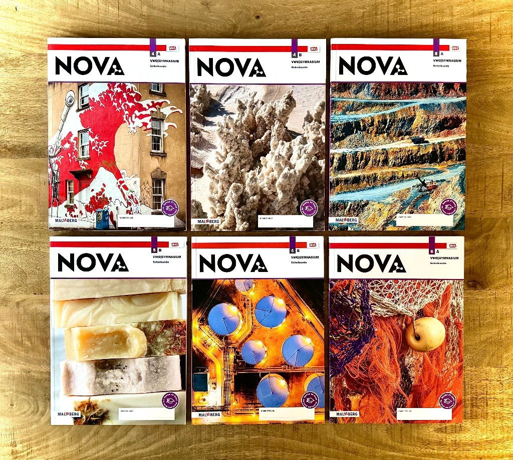 Nova Scheikunde VWO 4, 5, 6. Leerboeken en Uitwerkingen., VWO, Scheikunde, Malmberg, Nieuw