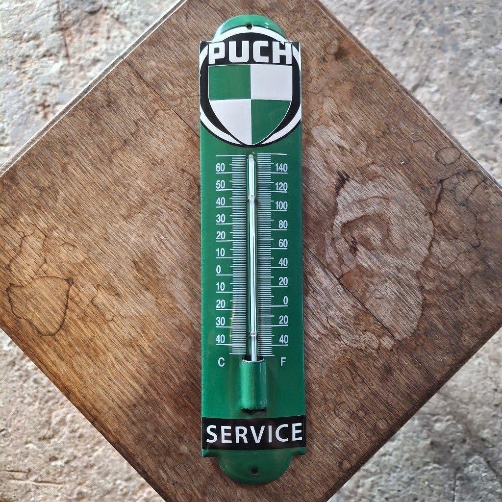 Puch thermometer groen - Authentiek echt emaille, Ophalen of Verzenden