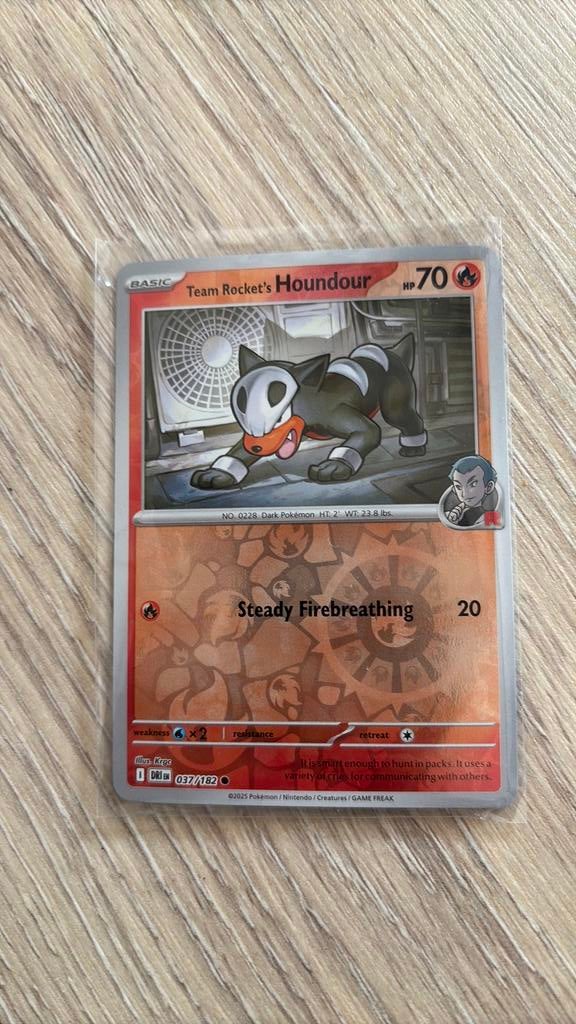 Team Rocket’s Houndour reverse holo Pokémon Destined Rivals, Ophalen of Verzenden, Zo goed als nieuw