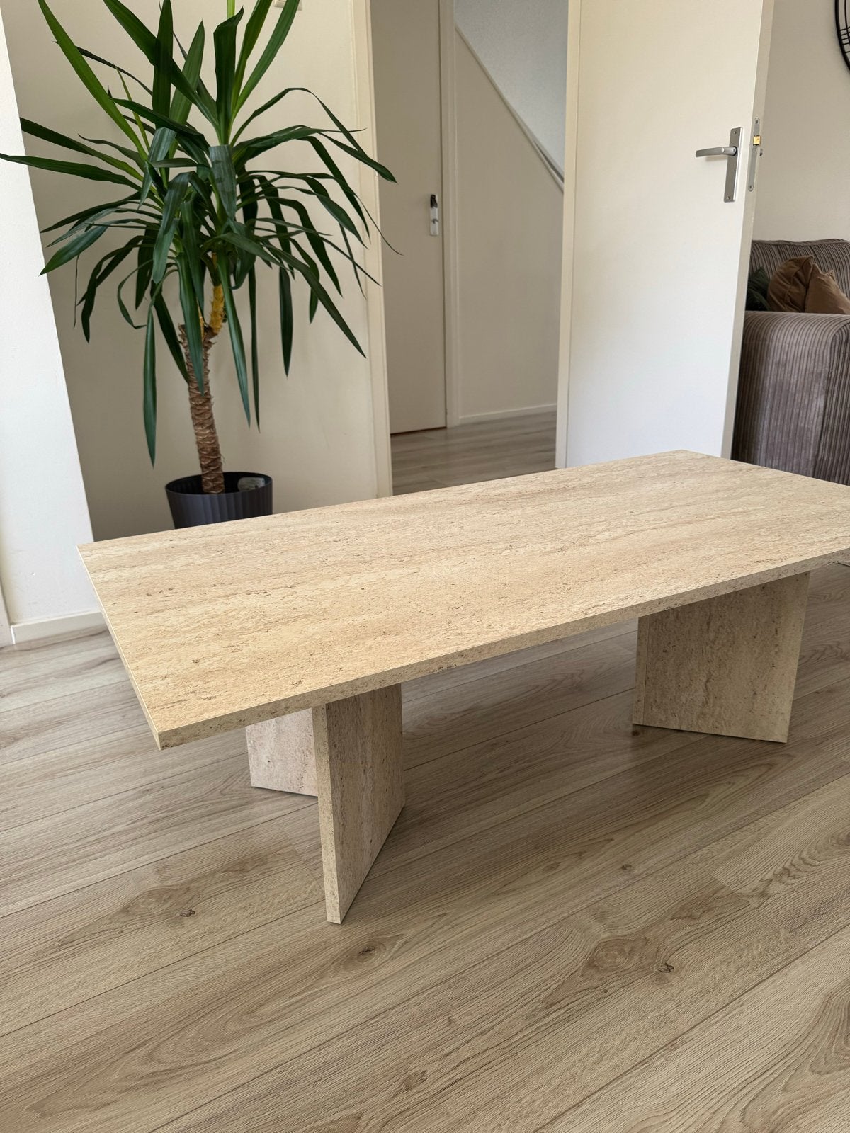 Salontafel beige/zandkleur, Overige materialen, Gebruikt, 100 tot 150 cm, 50 tot 100 cm