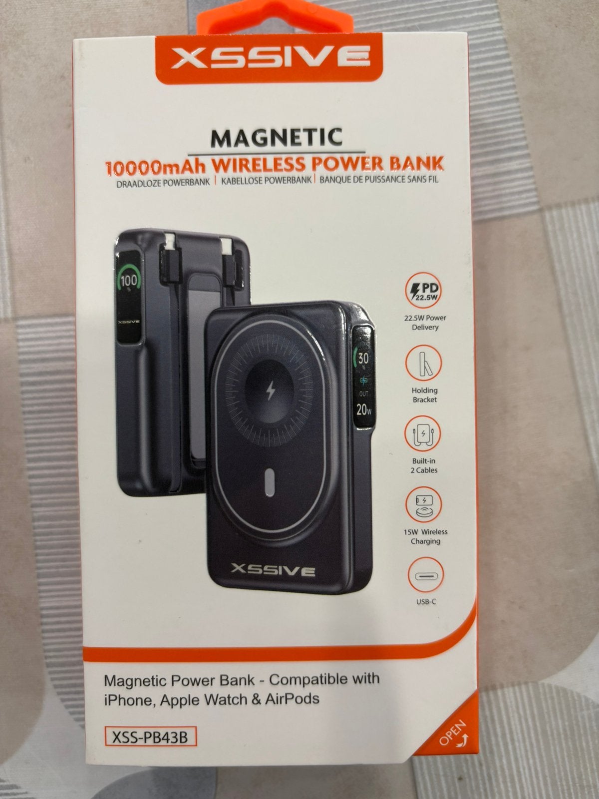 XSSIVE Magnetische Draadloze Powerbank 10000mAh, Ophalen of Verzenden, Nieuw