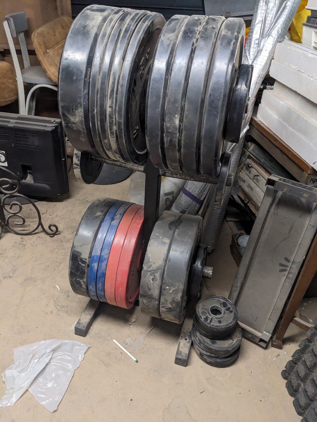 Bumper plates, olympische halters en halter racks, Sport en Fitness, Fitnessmaterialen, Ophalen, Gebruikt, Halterschijven
