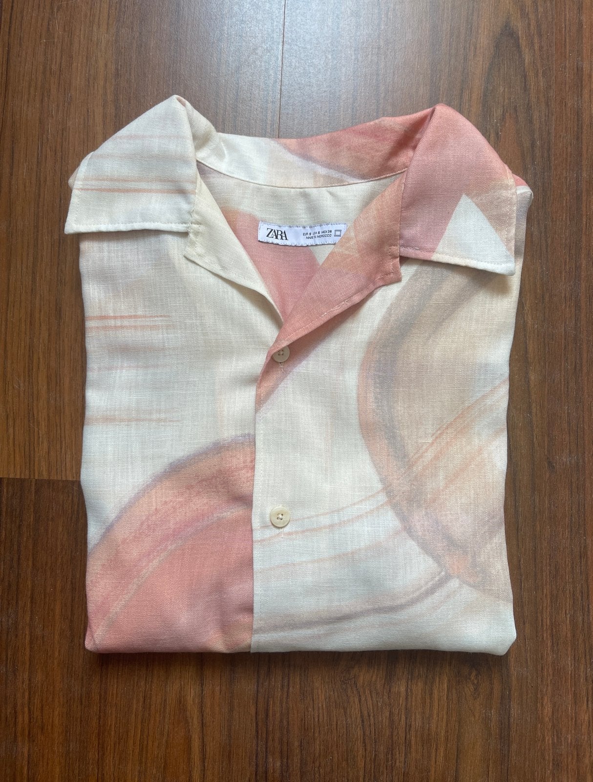 Blouse met roze print, Zara, S, Ophalen of Verzenden, Zo goed als nieuw, Roze, Halswijdte 38 (S) of kleiner