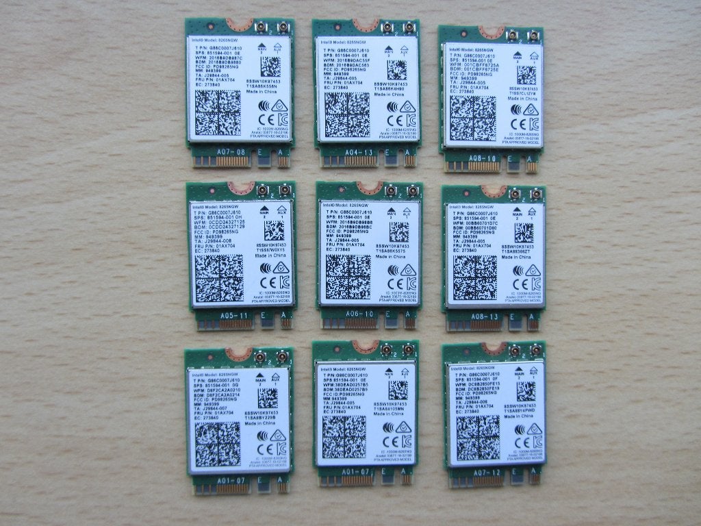 9x Intel Dual Band Wireless-AC 8265, 802.11ac, 2x2 Wi-Fi + B, Ophalen of Verzenden, Zo goed als nieuw, Intel