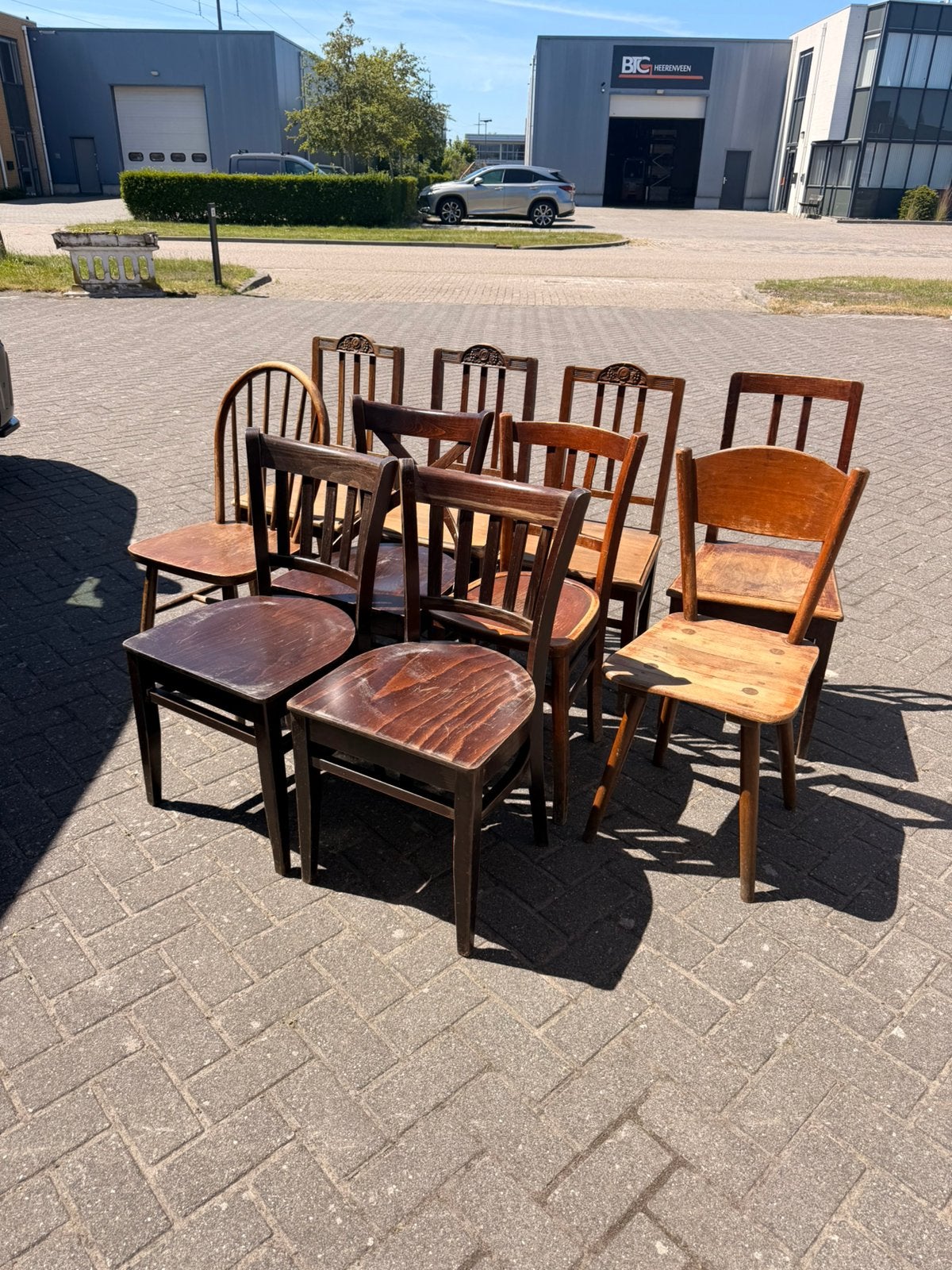 Opruiming cafe stoelen retro vintage bar kroeg mancave, Gebruikt, Bruin, Ophalen of Verzenden, Vijf, Zes of meer stoelen