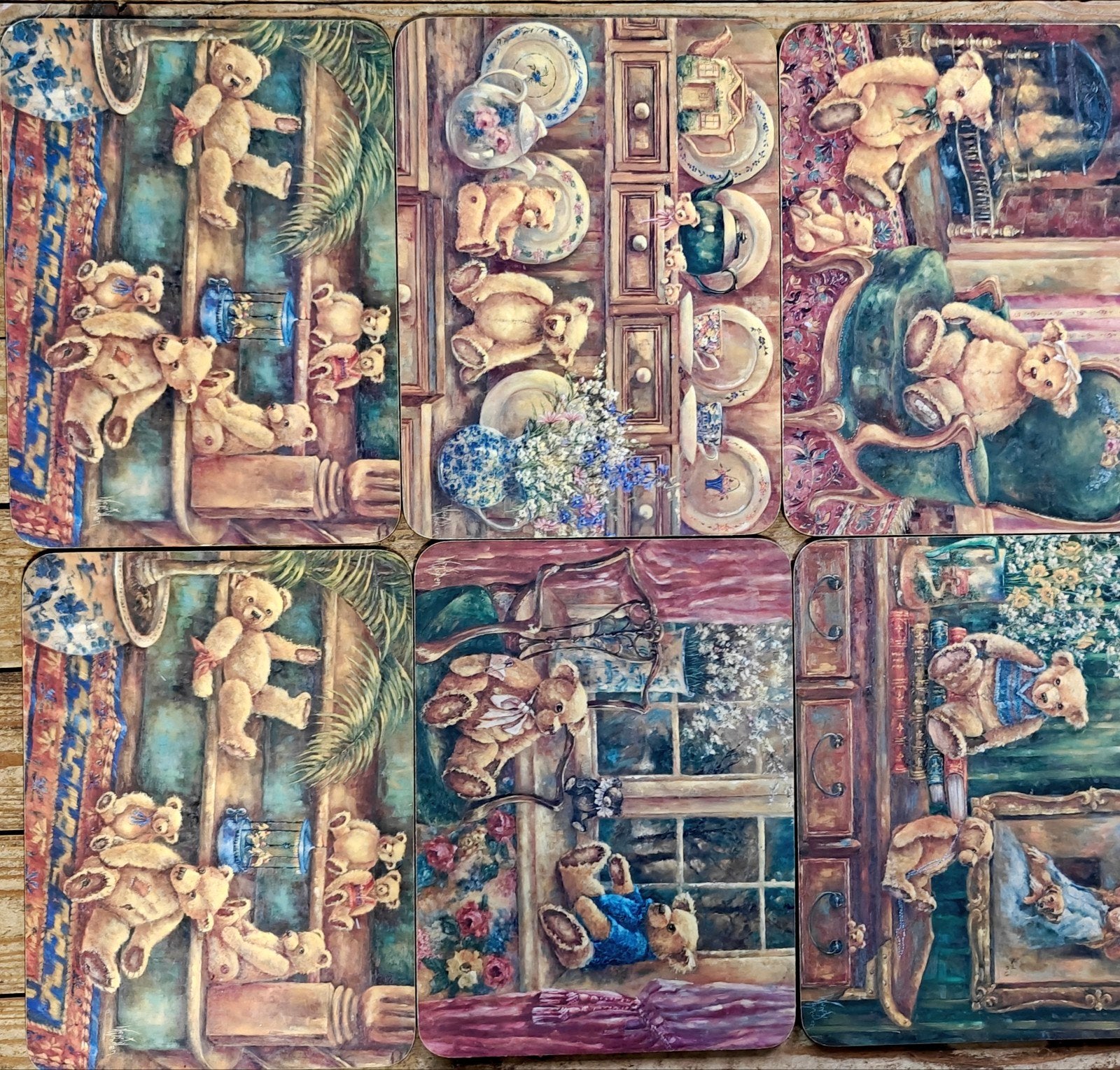 Vintage placemats, teddyberen, Jason artwork, Wendy Wooden, Ophalen of Verzenden