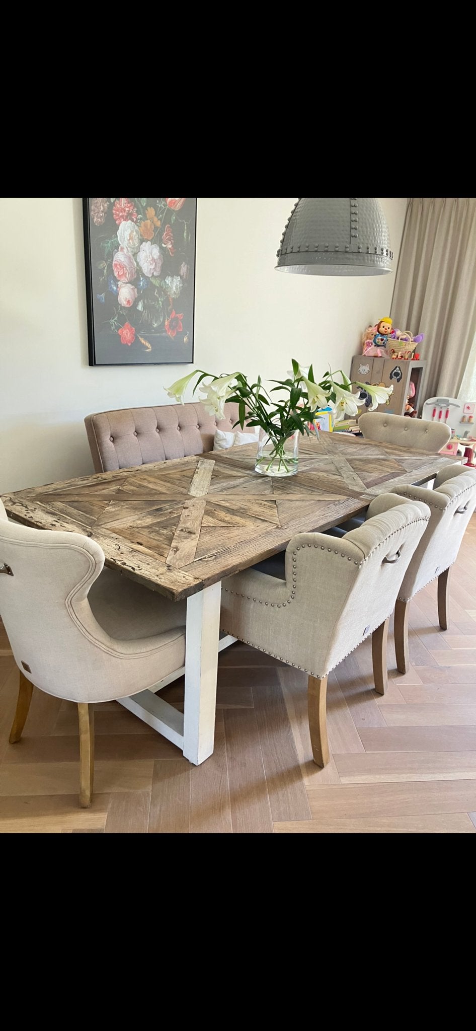 Riviera Maison eettafel 2 meter lang, Huis en Inrichting, Tafels | Eettafels, Ophalen, Gebruikt, 200 cm of meer, Rechthoekig