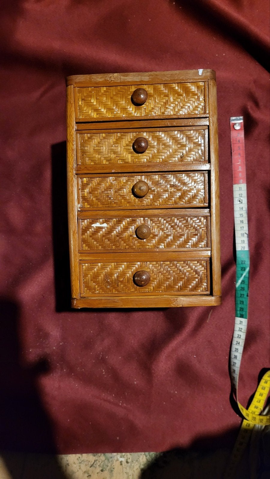Vintage Bamboe/Rotan Ladenkastje - 5 Lades, Ophalen of Verzenden