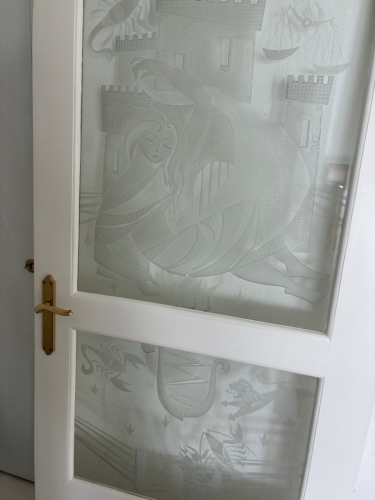 Massieve Binnendeur met geëtst glas (sterrenbeelden), Ophalen, 80 tot 100 cm, Binnendeur, 200 tot 215 cm