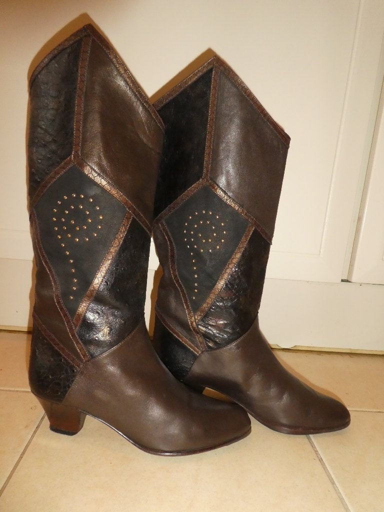 Tatiana 90's vintage laarzen 37 1/2 kalfsleer bruintinten, Hoge laarzen, Bruin, Verzenden, Tatiana