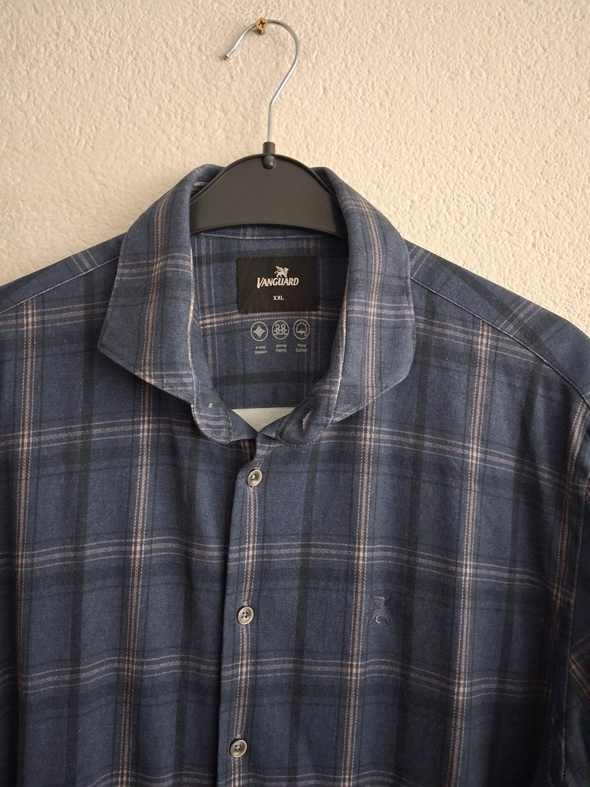 Vanguard geruit overhemd - XXL, Blauw, Ophalen of Verzenden, Zo goed als nieuw, Overige halswijdtes