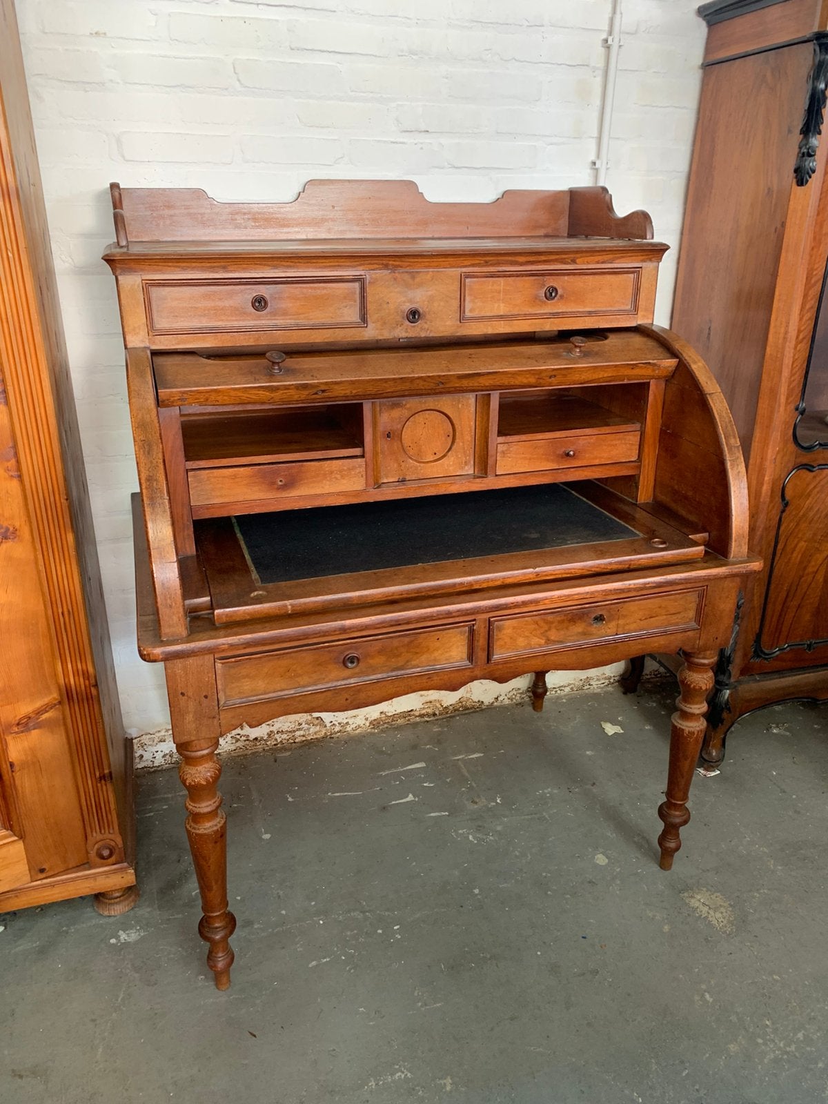 Bureau schitterend antiek secretaire klep rolbureau, Verzenden, Zo goed als nieuw