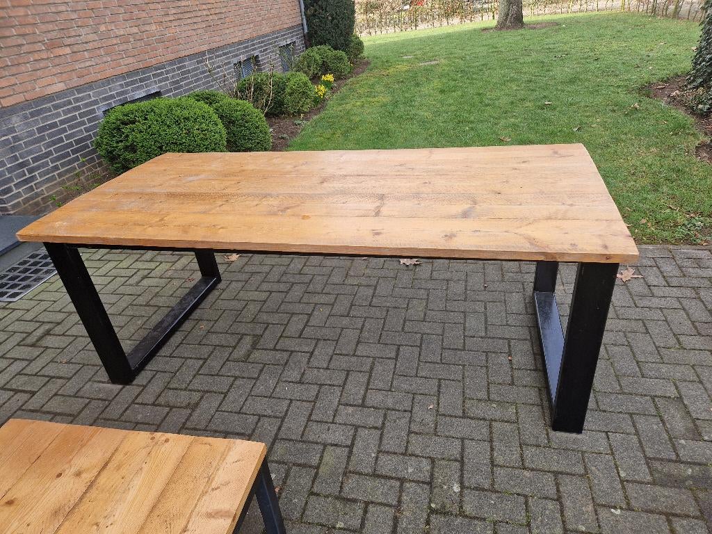 2 tafels en eetbank, Ophalen, 100 tot 150 cm, 200 cm of meer, Metaal